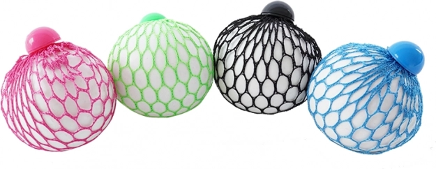 Pelota antiestrés arcoíris en red