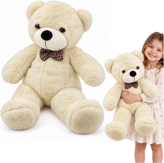 Oso de peluche con pajarita de cuadros de 80 cm