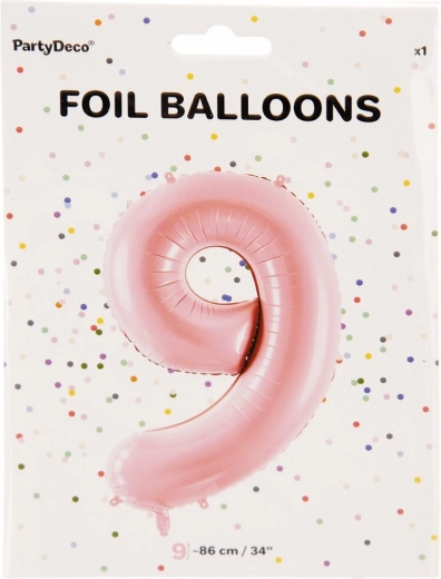 Globo de foil número 9 rosa 86 cm