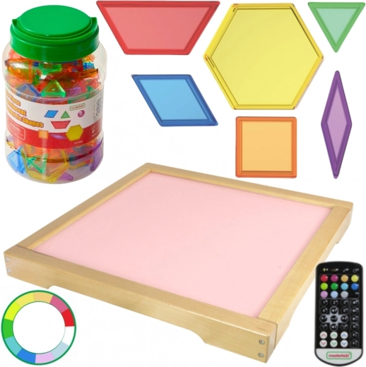 Panel LED luminoso Masterkidz con mando a distancia y bloques Montessori 140 uds.