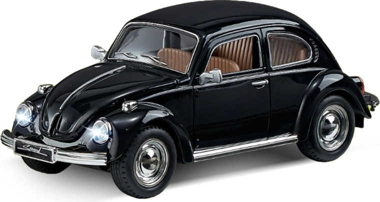 Coche de pasajeros negro de fricción con sonido y luz
