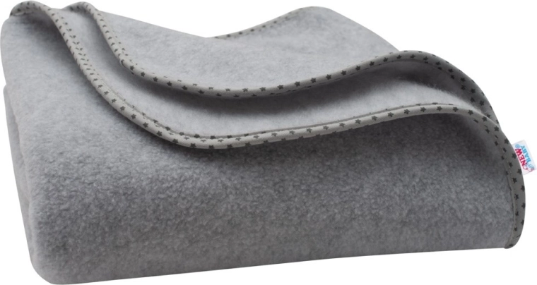 Manta infantil de forro polar New Baby 100 × 75 cm gris con estrellitas