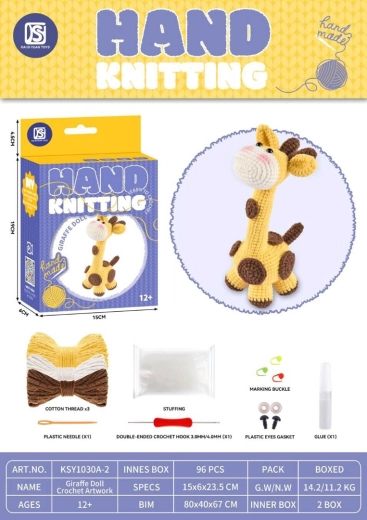 Kit creativo para tejer a ganchillo una jirafa de peluche