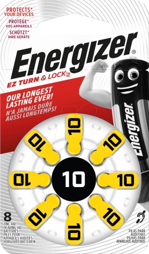 Pilas para audífonos Energizer 10, 1,4 V, 8 uds.