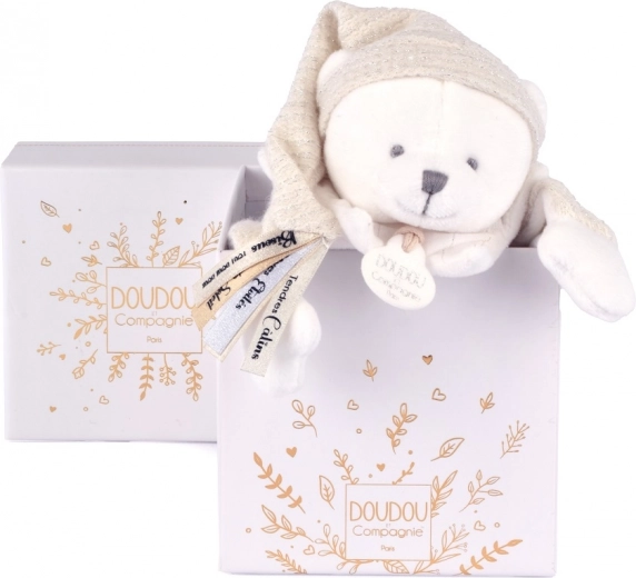 Set de regalo Doudou – osito de peluche de apego con gorrito, beige 25 cm