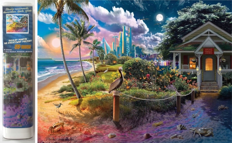 NORIMPEX pintura con diamantes – casa en la playa 30 × 40 cm