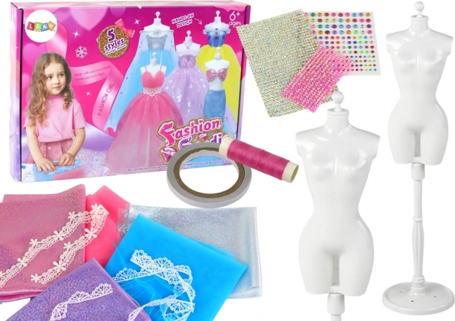 Set creativo de manualidades para crear vestidos para muñecas