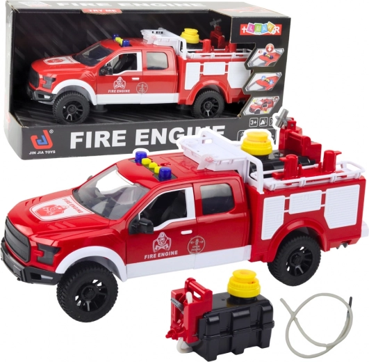 Camión de bomberos con pulverizador de agua, luces y sonidos 1:12 rojo-blanco