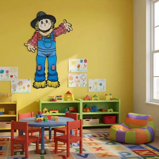 Decoración otoñal de papel con espantapájaros y extremidades móviles, 91,4 cm