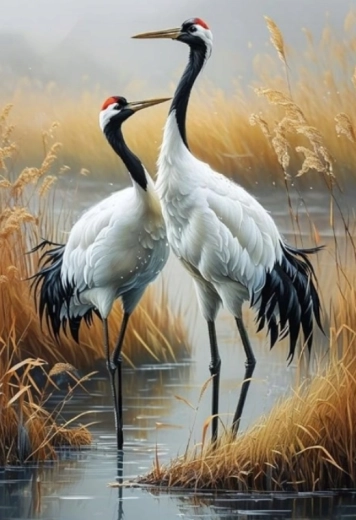Norimpex pintura de diamantes Grullas en los juncos 30 × 40 cm