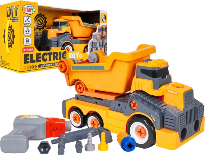 Camión volquete infantil desmontable (volquete) amarillo con accesorios - 1 unidad