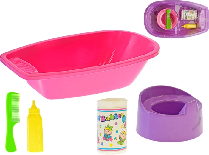 Bañera para muñecas con juego de accesorios de 40 cm