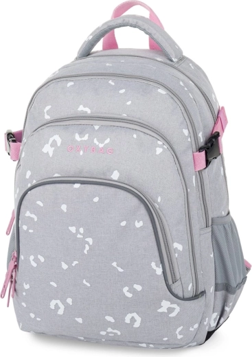 Mochila estudiantil OXY Scooler gris geométrica