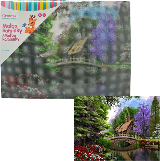 Pintura de diamantes – puente sobre el río 30 × 40 cm