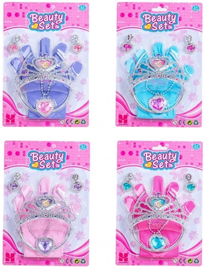 Set de joyas infantiles y guantes con corona