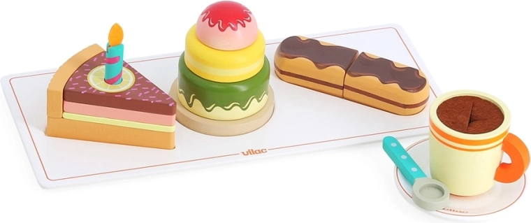 Vilac set de madera para cafetería infantil con dulces