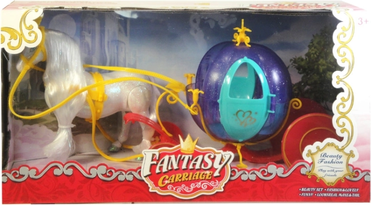 Conjunto mágico de carruaje con caballo brillante para muñecas