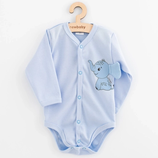 Body para bebé de manga larga New Baby Happy Elephant, azul