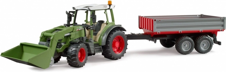 Tractor Bruder Fendt Vario 211 con cargador frontal y remolque basculante 1:16
