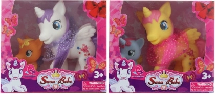 Set de unicornios: unicornio grande y pequeño de plástico para niños