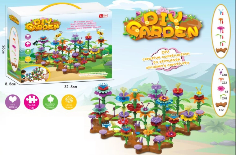 Juego de construcción DIY con temática de jardín