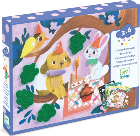 DJECO collage de espuma Celebraciones brillantes – set creativo para niños