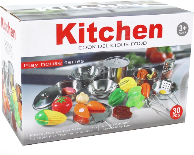 Juego de utensilios de cocina metálicos con accesorios (30 piezas)