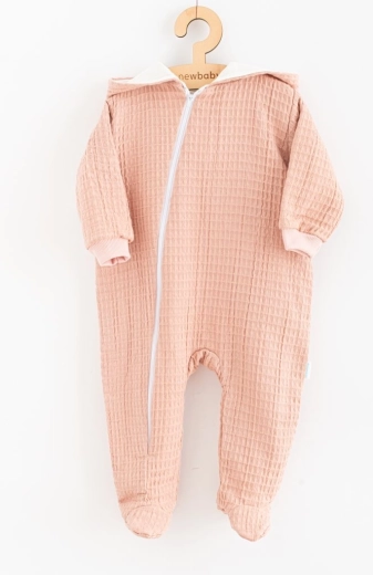 Mono de muselina para bebé con capucha NEW BABY Comfort rosa, talla 74 (6–9 meses)
