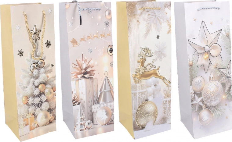 Bolsa de regalo para botella M Navidad 12 × 35 × 9 cm