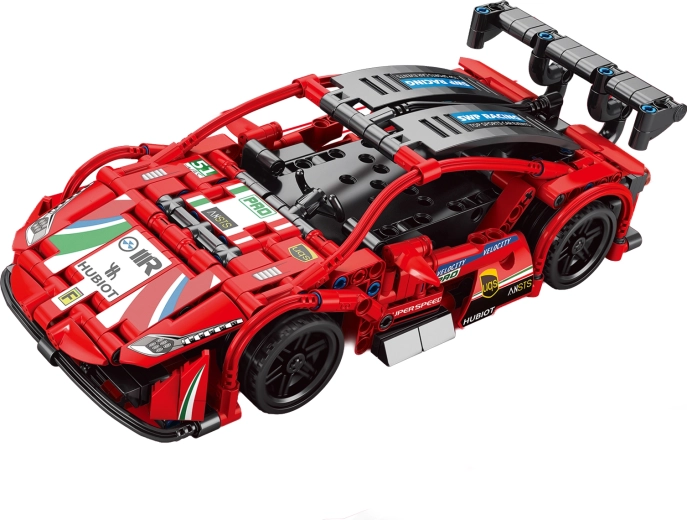 Kit de construcción de coche RC rojo con mando a distancia