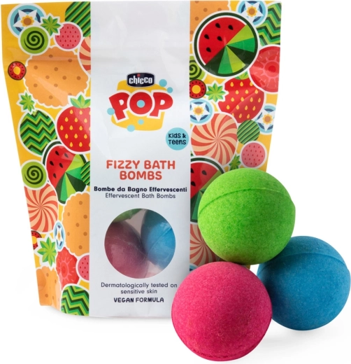 Chicco POP bombas de baño efervescentes para niños y adolescentes 3 uds