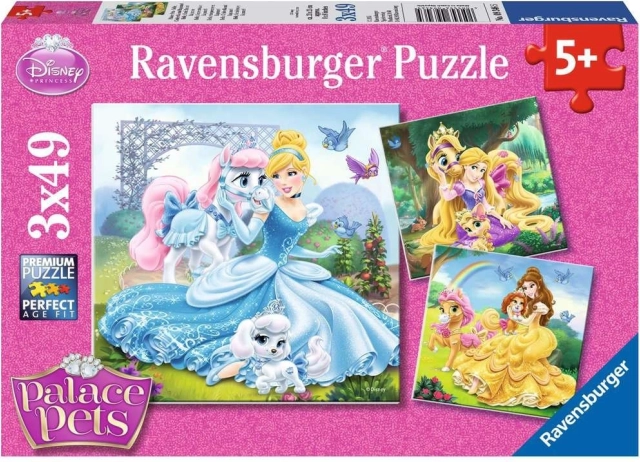 Puzzle Ravensburger Disney princesas y sus mascotas 3×49 piezas