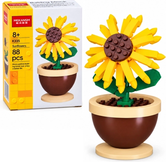 Kit de construcción de mini girasol en maceta, 88 piezas