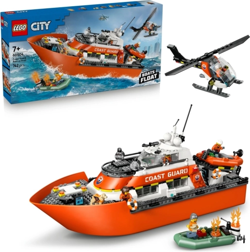 LEGO City lancha de rescate de la guardia costera y helicóptero