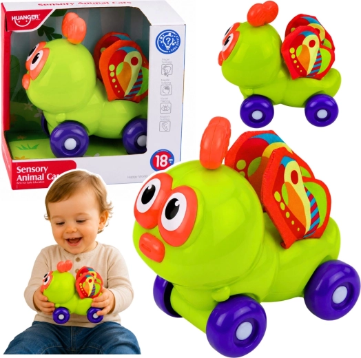 Cochecito sensorial interactivo con forma de abeja para bebés, verde