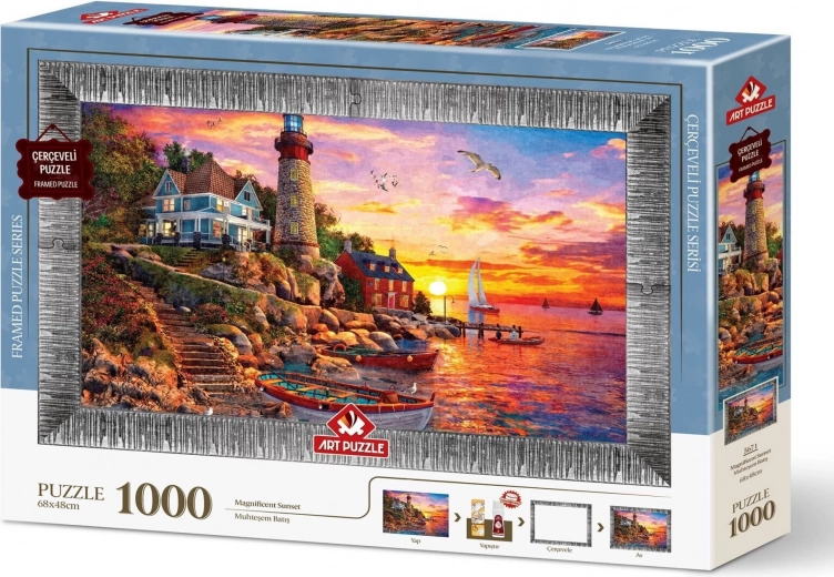 ART PUZZLE Rompecabezas con marco y pegamento Atardecer impresionante 1000 piezas