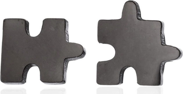 Pendientes de acero puzzle – negros
