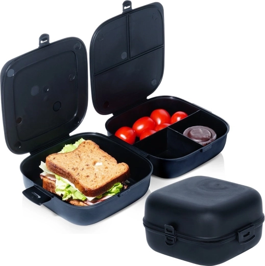Lunchbox compartimentado 2×700 ml, negro
