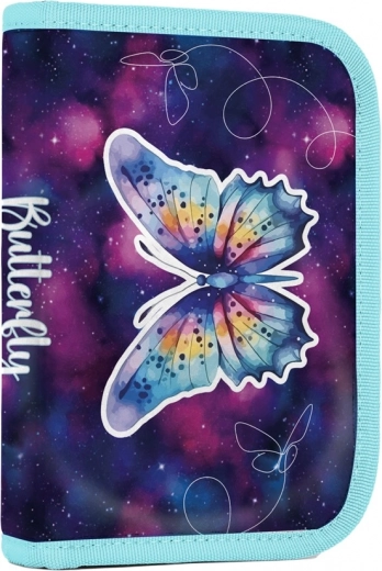 Estuche escolar con 2 solapas Mariposa, vacío