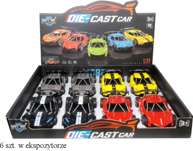 Cochecito deportivo metálico con sonido y tracción de retroceso (pull back)