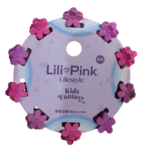 PINK set de pinzas para el pelo florecita rosa y morada (10 uds)