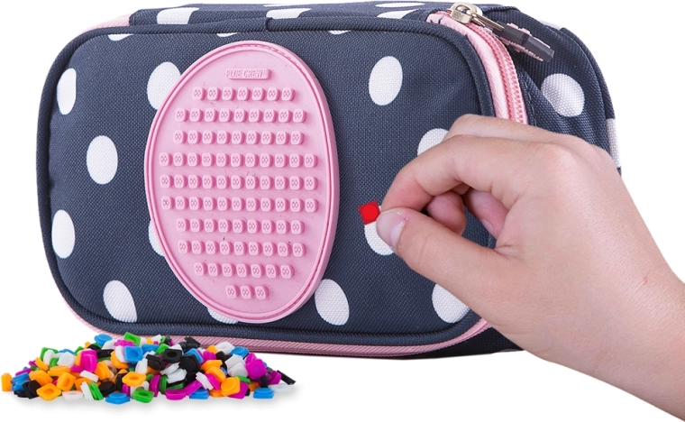 Estuche escolar Pixie Crew para estudiantes azul con lunares blancos