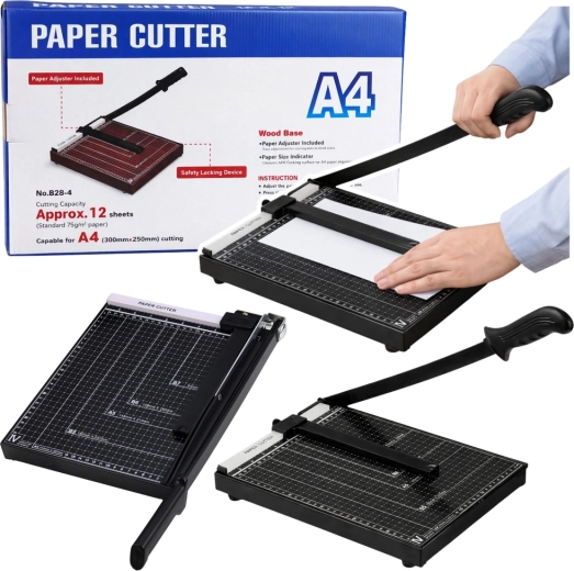 Guillotina de oficina para papel A4, metálica, negra