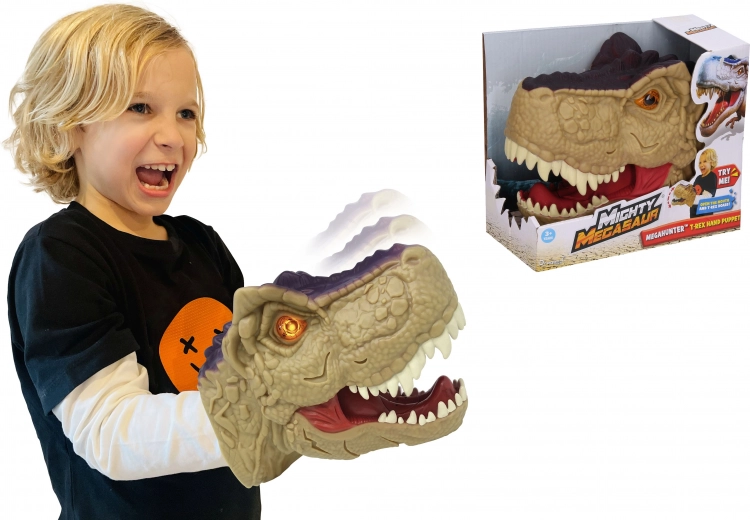 Cabeza de dinosaurio con efectos para la mano 20 cm