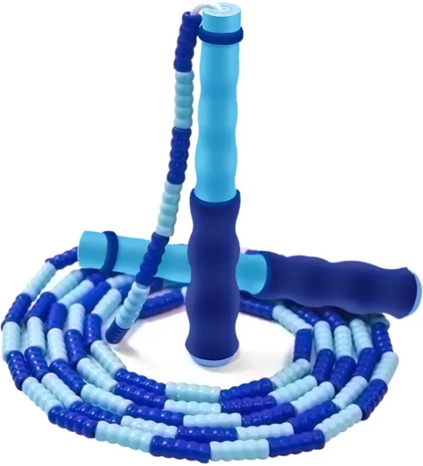 Cuerda de saltar infantil con cuentas Merco azul 2,8 m