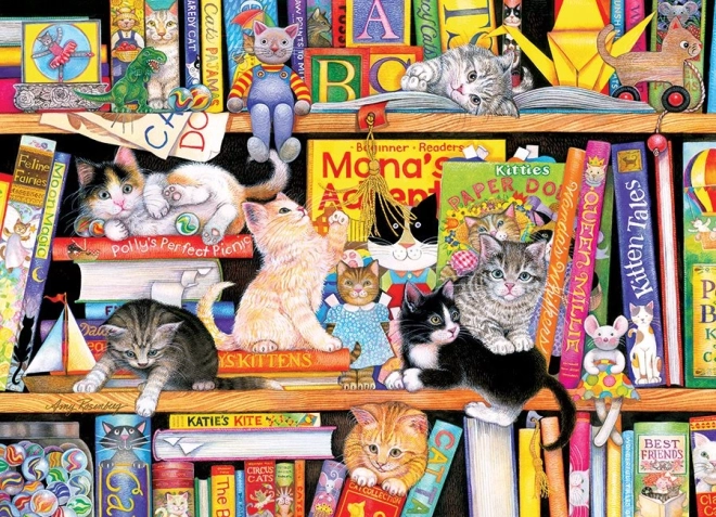 Puzzle familiar COBBLE HILL – Tiempo de historias de gatos, 350 piezas
