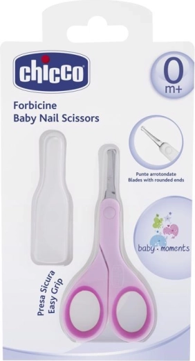 Tijeras de uñas para bebé Chicco con punta redondeada, rosas