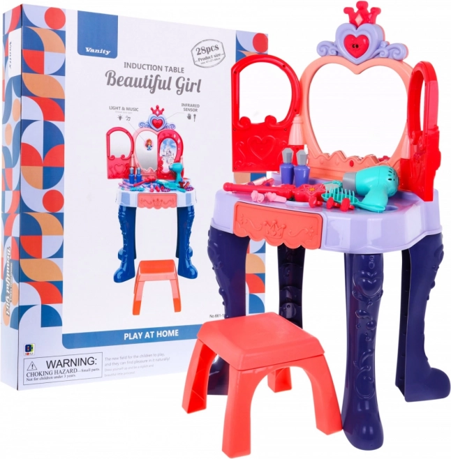 Tocador infantil interactivo con varita mágica, secador y 28 accesorios