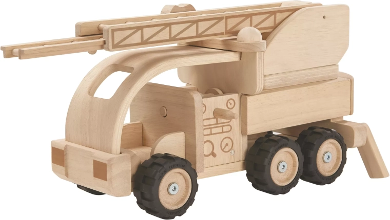 Camión de bomberos de madera con escalera PlanToys – edición especial