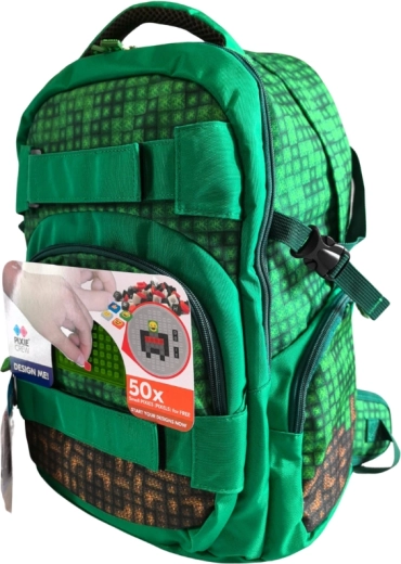 Mochila escolar para estudiantes PIXIE CREW verde Mine&Craft 100 píxeles